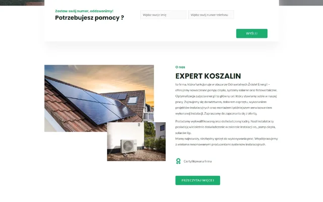 Expert Koszalin — zbliżenie strony