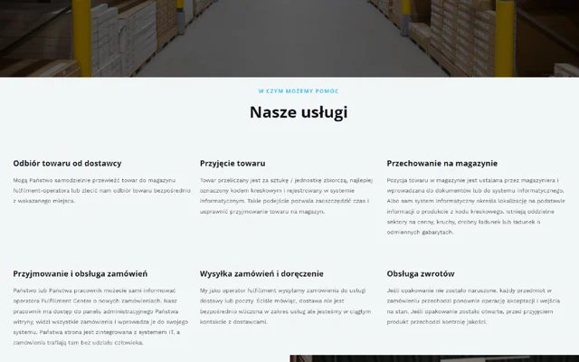 Fobis Fulfillment — zbliżenie strony