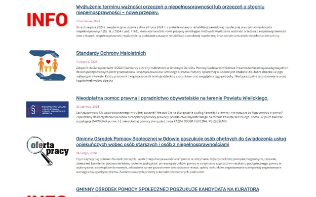 GOPS Gdów — zbliżenie strony