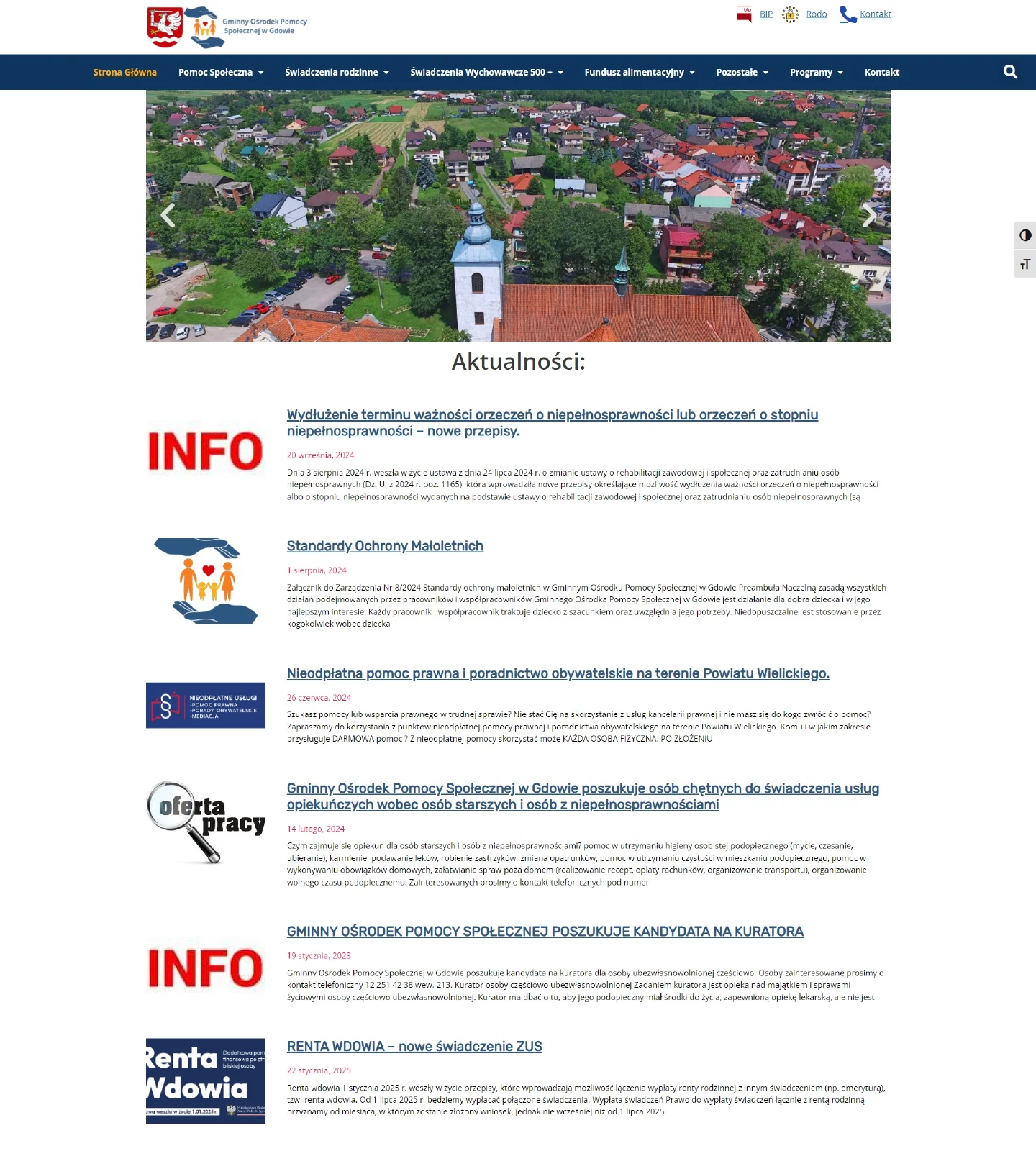 GOPS Gdów: strona główna — fragment