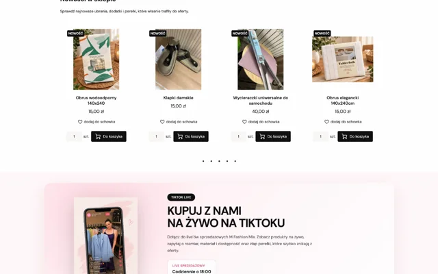 M Fashion Mix — zbliżenie strony