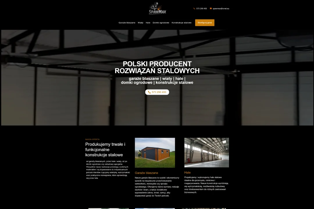 Spawmax: strona główna — fragment